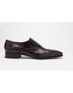 Caporicci Italian Mens Shoes Burgundy Alligator Loafers