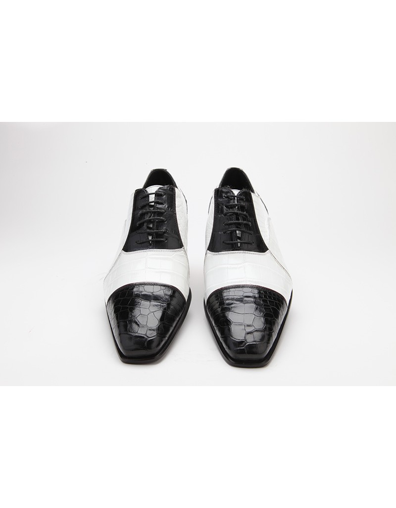 black and white alligator shoes